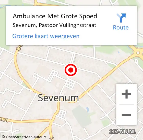 Locatie op kaart van de 112 melding: Ambulance Met Grote Spoed Naar Sevenum, Pastoor Vullinghsstraat op 28 november 2016 14:43