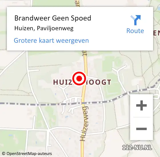 Locatie op kaart van de 112 melding: Brandweer Geen Spoed Naar Huizen, Paviljoenweg op 28 november 2016 14:51