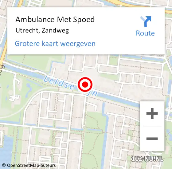 Locatie op kaart van de 112 melding: Ambulance Met Spoed Naar Utrecht, Zandweg op 28 november 2016 15:21