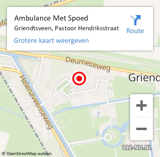 Locatie op kaart van de 112 melding: Ambulance Met Spoed Naar Griendtsveen, Pastoor Hendriksstraat op 28 november 2016 16:22