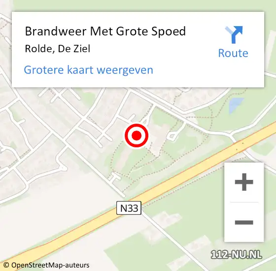 Locatie op kaart van de 112 melding: Brandweer Met Grote Spoed Naar Rolde, De Ziel op 28 november 2016 16:27