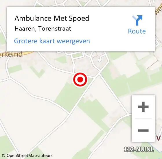 Locatie op kaart van de 112 melding: Ambulance Met Spoed Naar Haaren, Torenstraat op 28 november 2016 16:34