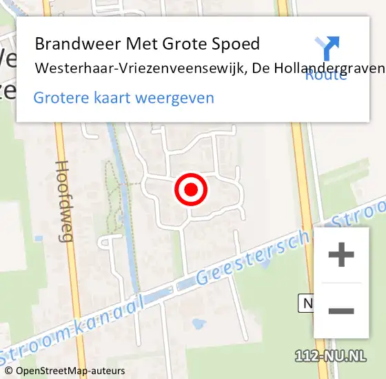 Locatie op kaart van de 112 melding: Brandweer Met Grote Spoed Naar Westerhaar-Vriezenveensewijk, De Hollandergraven op 28 november 2016 16:55