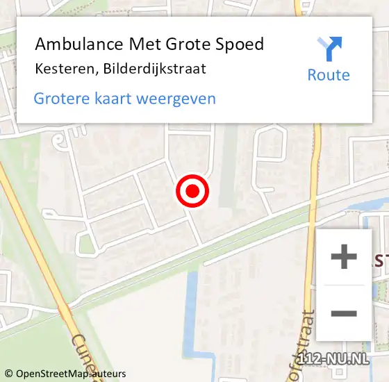 Locatie op kaart van de 112 melding: Ambulance Met Grote Spoed Naar Kesteren, Bilderdijkstraat op 28 november 2016 17:15
