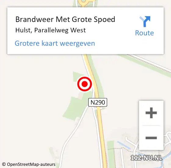 Locatie op kaart van de 112 melding: Brandweer Met Grote Spoed Naar Hulst, Parallelweg West op 28 november 2016 17:28