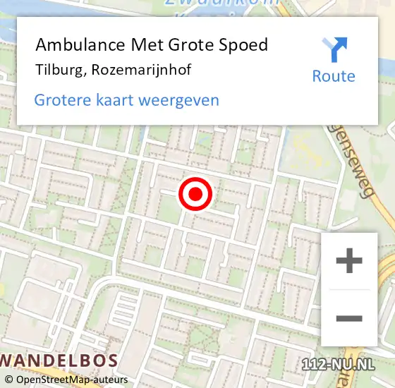 Locatie op kaart van de 112 melding: Ambulance Met Grote Spoed Naar Tilburg, Rozemarijnhof op 28 november 2016 17:50