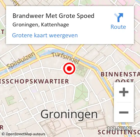 Locatie op kaart van de 112 melding: Brandweer Met Grote Spoed Naar Groningen, Kattenhage op 28 november 2016 17:57