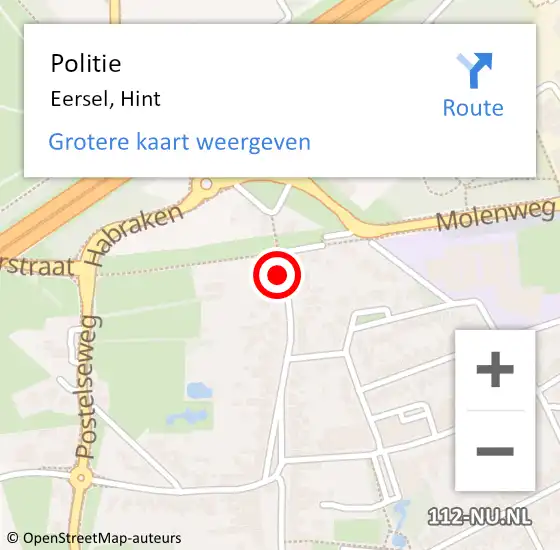 Locatie op kaart van de 112 melding: Politie Eersel, Hint op 28 november 2016 18:38