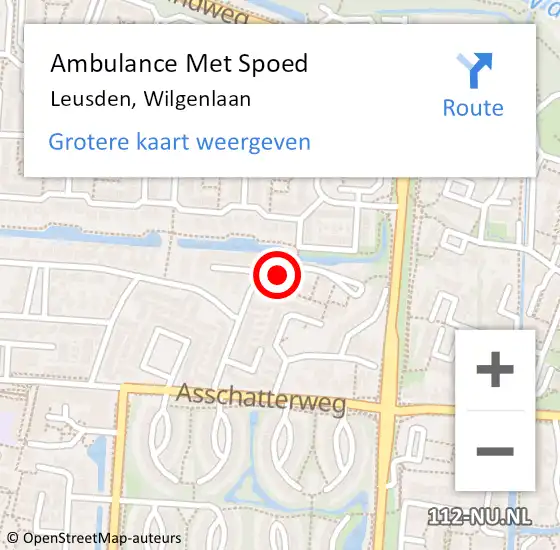 Locatie op kaart van de 112 melding: Ambulance Met Spoed Naar Leusden, Wilgenlaan op 28 november 2016 19:43