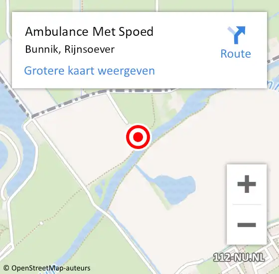 Locatie op kaart van de 112 melding: Ambulance Met Spoed Naar Bunnik, Rijnsoever op 28 november 2016 19:49