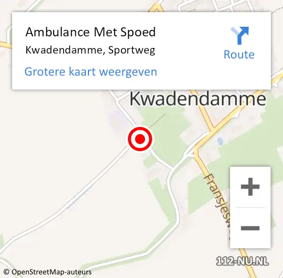 Locatie op kaart van de 112 melding: Ambulance Met Spoed Naar Kwadendamme, Sportweg op 28 november 2016 19:55