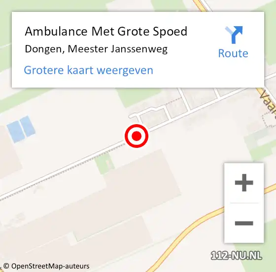 Locatie op kaart van de 112 melding: Ambulance Met Grote Spoed Naar Dongen, Meester Janssenweg op 28 november 2016 19:58