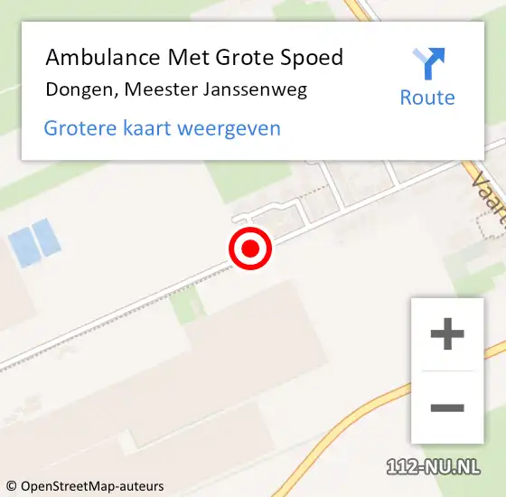 Locatie op kaart van de 112 melding: Ambulance Met Grote Spoed Naar Dongen, Meester Janssenweg op 28 november 2016 19:58