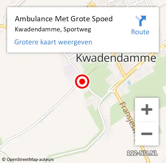 Locatie op kaart van de 112 melding: Ambulance Met Grote Spoed Naar Kwadendamme, Sportweg op 28 november 2016 20:06