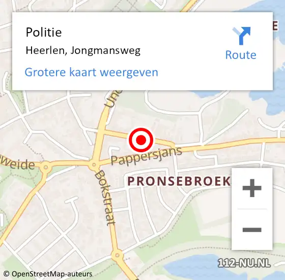 Locatie op kaart van de 112 melding: Politie Heerlen, Jongmansweg op 28 november 2016 21:00