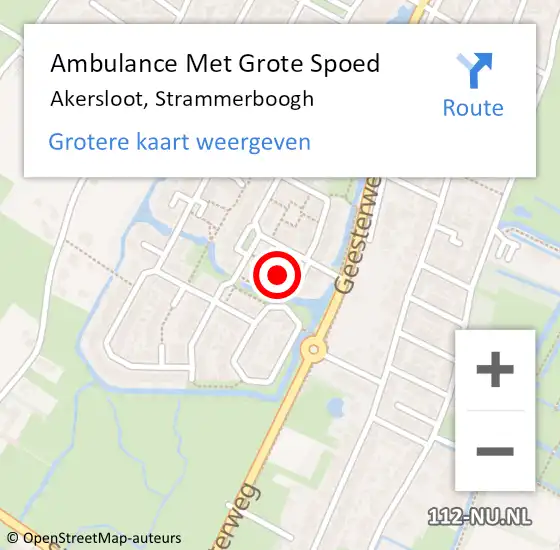 Locatie op kaart van de 112 melding: Ambulance Met Grote Spoed Naar Akersloot, Strammerboogh op 28 november 2016 21:03