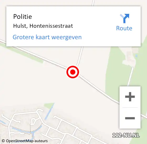 Locatie op kaart van de 112 melding: Politie Hulst, Hontenissestraat op 28 november 2016 21:08