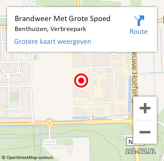 Locatie op kaart van de 112 melding: Brandweer Met Grote Spoed Naar Benthuizen, Verbreepark op 28 november 2016 21:41