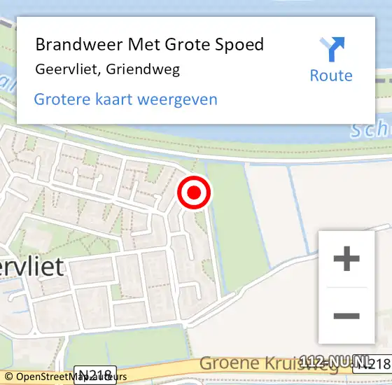 Locatie op kaart van de 112 melding: Brandweer Met Grote Spoed Naar Geervliet, Griendweg op 28 november 2016 21:47