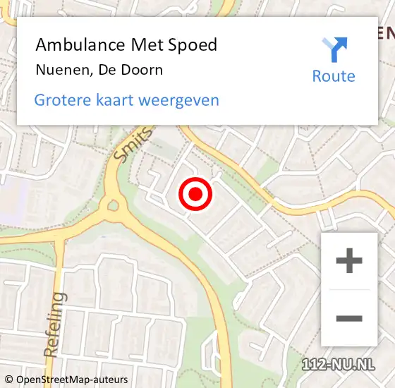 Locatie op kaart van de 112 melding: Ambulance Met Spoed Naar Nuenen, De Doorn op 28 november 2016 21:58