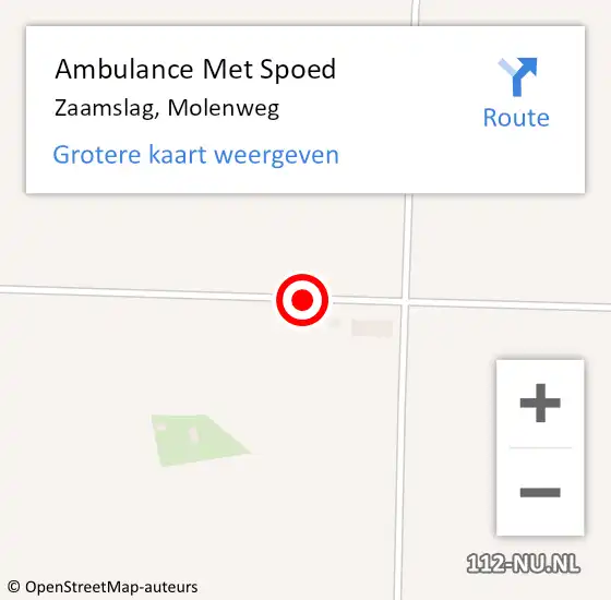 Locatie op kaart van de 112 melding: Ambulance Met Spoed Naar Zaamslag, Molenweg op 28 november 2016 21:59