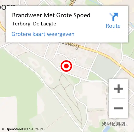 Locatie op kaart van de 112 melding: Brandweer Met Grote Spoed Naar Terborg, De Laegte op 28 november 2016 22:09