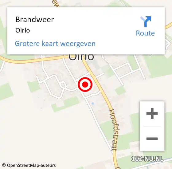 Locatie op kaart van de 112 melding: Brandweer Oirlo op 28 november 2016 22:15