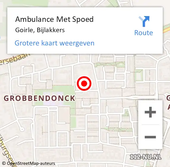 Locatie op kaart van de 112 melding: Ambulance Met Spoed Naar Goirle, Bijlakkers op 28 november 2016 22:17