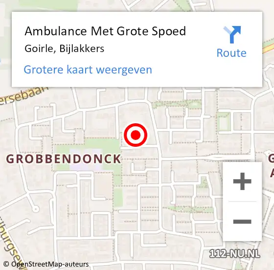 Locatie op kaart van de 112 melding: Ambulance Met Grote Spoed Naar Goirle, Bijlakkers op 28 november 2016 22:18