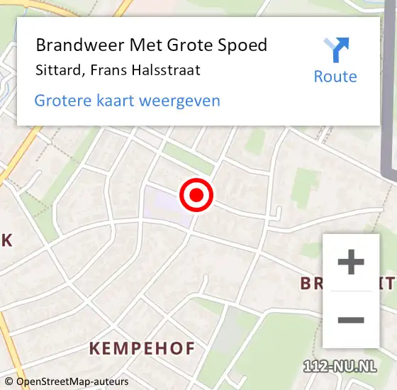 Locatie op kaart van de 112 melding: Brandweer Met Grote Spoed Naar Sittard, Frans Halsstraat op 28 november 2016 23:00