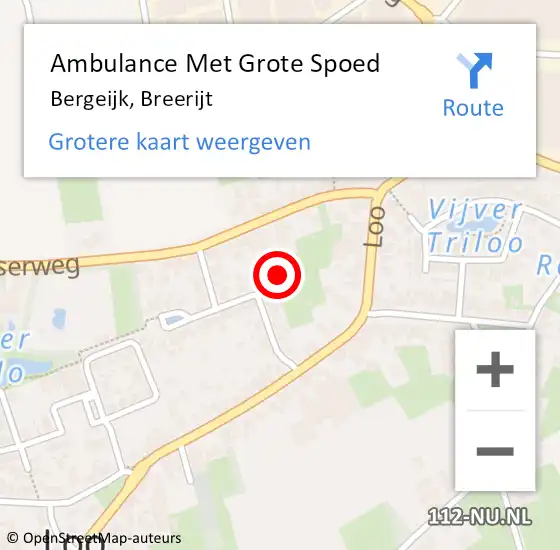 Locatie op kaart van de 112 melding: Ambulance Met Grote Spoed Naar Bergeijk, Breerijt op 29 november 2016 00:11