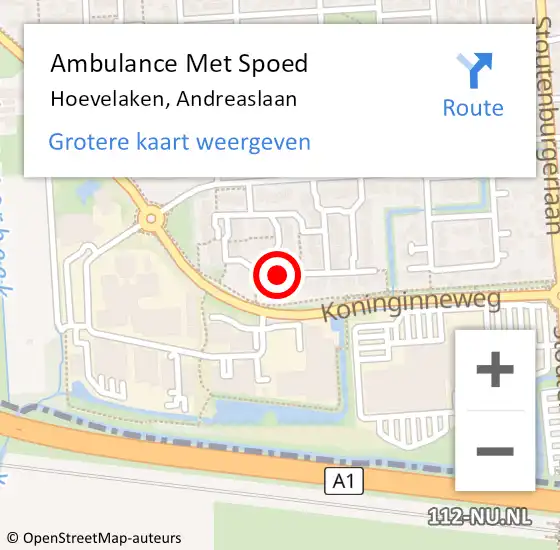 Locatie op kaart van de 112 melding: Ambulance Met Spoed Naar Hoevelaken, Andreaslaan op 2 januari 2014 20:47