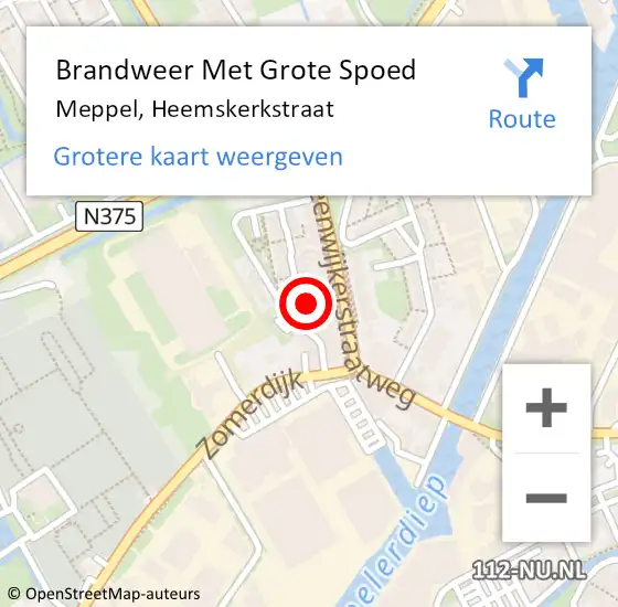 Locatie op kaart van de 112 melding: Brandweer Met Grote Spoed Naar Meppel, Heemskerkstraat op 29 november 2016 02:12