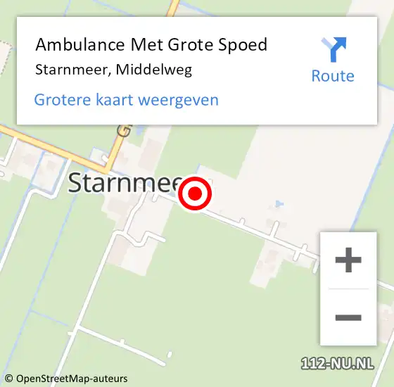 Locatie op kaart van de 112 melding: Ambulance Met Grote Spoed Naar Starnmeer, Middelweg op 29 november 2016 02:30