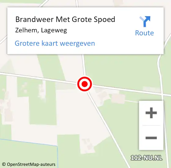 Locatie op kaart van de 112 melding: Brandweer Met Grote Spoed Naar Zelhem, Lageweg op 29 november 2016 02:34