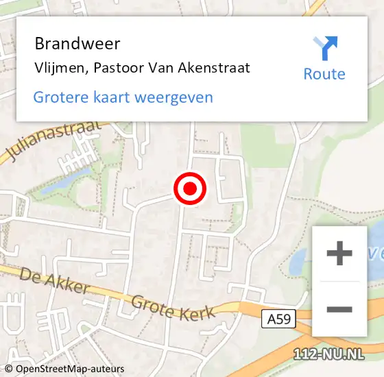 Locatie op kaart van de 112 melding: Brandweer Vlijmen, Pastoor Van Akenstraat op 29 november 2016 04:26