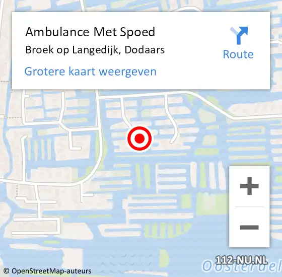 Locatie op kaart van de 112 melding: Ambulance Met Spoed Naar Broek op Langedijk, Dodaars op 29 november 2016 04:36