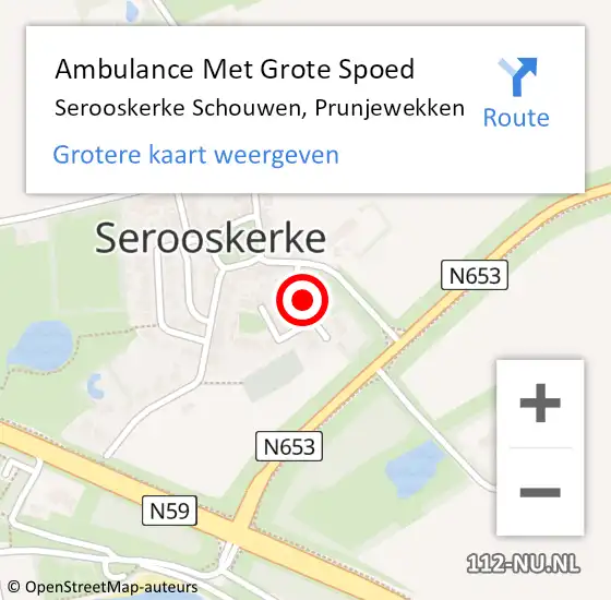 Locatie op kaart van de 112 melding: Ambulance Met Grote Spoed Naar Serooskerke Schouwen, Prunjewekken op 29 november 2016 05:08