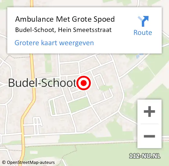 Locatie op kaart van de 112 melding: Ambulance Met Grote Spoed Naar Budel-Schoot, Hein Smeetsstraat op 29 november 2016 05:31