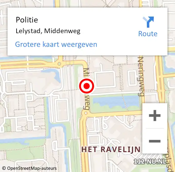 Locatie op kaart van de 112 melding: Politie Lelystad, Middenweg op 29 november 2016 05:49