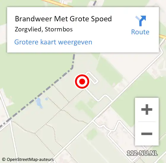 Locatie op kaart van de 112 melding: Brandweer Met Grote Spoed Naar Zorgvlied, Stormbos op 29 november 2016 06:41