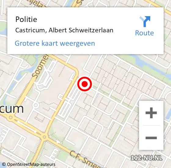 Locatie op kaart van de 112 melding: Politie Castricum, Albert Schweitzerlaan op 29 november 2016 07:19