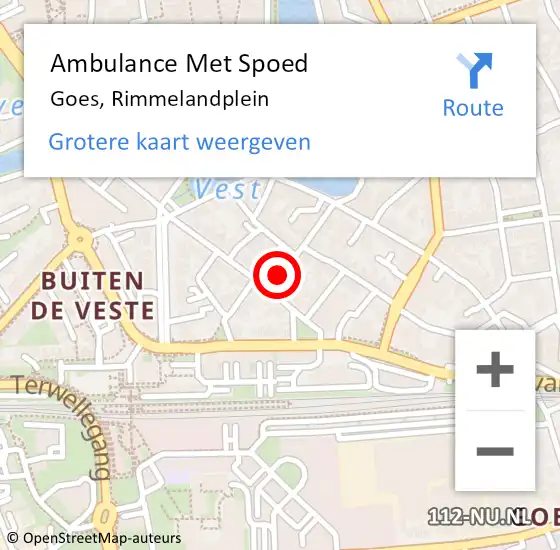 Locatie op kaart van de 112 melding: Ambulance Met Spoed Naar Goes, Rimmelandplein op 29 november 2016 07:53