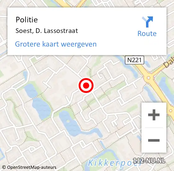 Locatie op kaart van de 112 melding: Politie Soest, D. Lassostraat op 29 november 2016 07:57