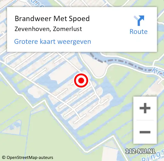 Locatie op kaart van de 112 melding: Brandweer Met Spoed Naar Zevenhoven, Zomerlust op 2 januari 2014 21:16