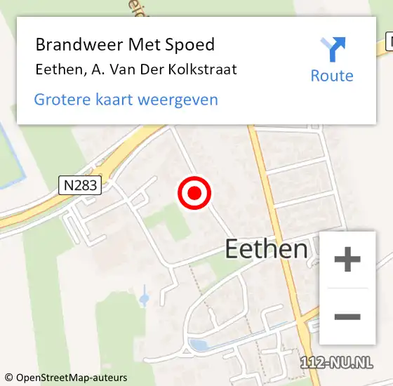 Locatie op kaart van de 112 melding: Brandweer Met Spoed Naar Eethen, A. Van Der Kolkstraat op 29 november 2016 08:31