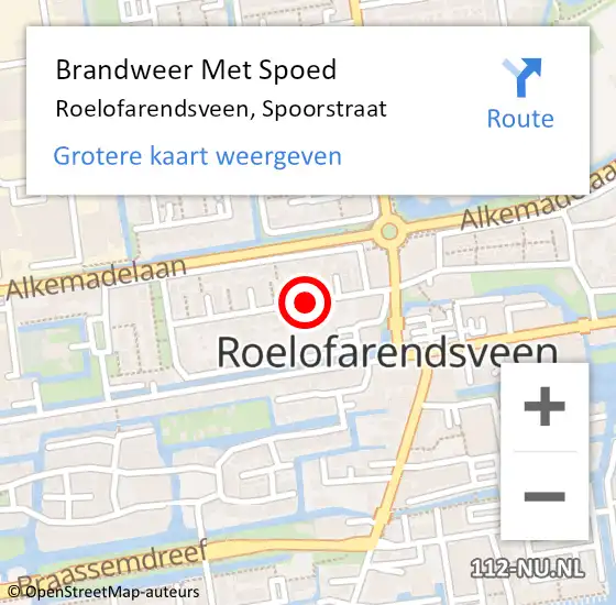 Locatie op kaart van de 112 melding: Brandweer Met Spoed Naar Roelofarendsveen, Spoorstraat op 2 januari 2014 21:28