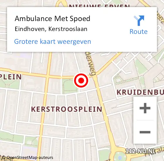 Locatie op kaart van de 112 melding: Ambulance Met Spoed Naar Eindhoven, Kerstrooslaan op 29 november 2016 09:46