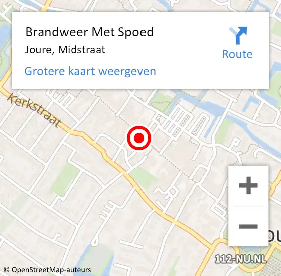 Locatie op kaart van de 112 melding: Brandweer Met Spoed Naar Joure, Midstraat op 29 november 2016 09:47