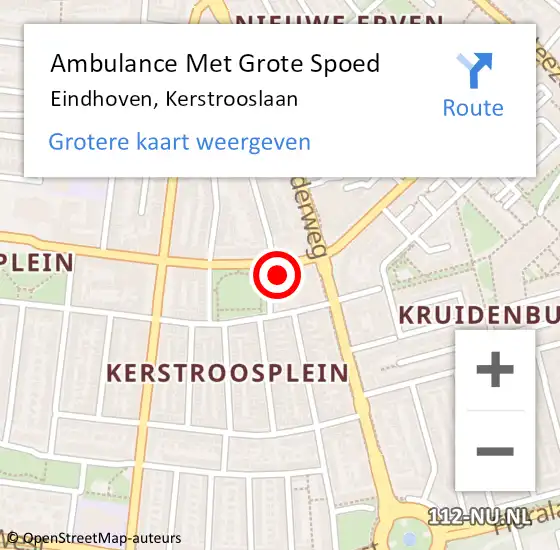 Locatie op kaart van de 112 melding: Ambulance Met Grote Spoed Naar Eindhoven, Kerstrooslaan op 29 november 2016 09:48